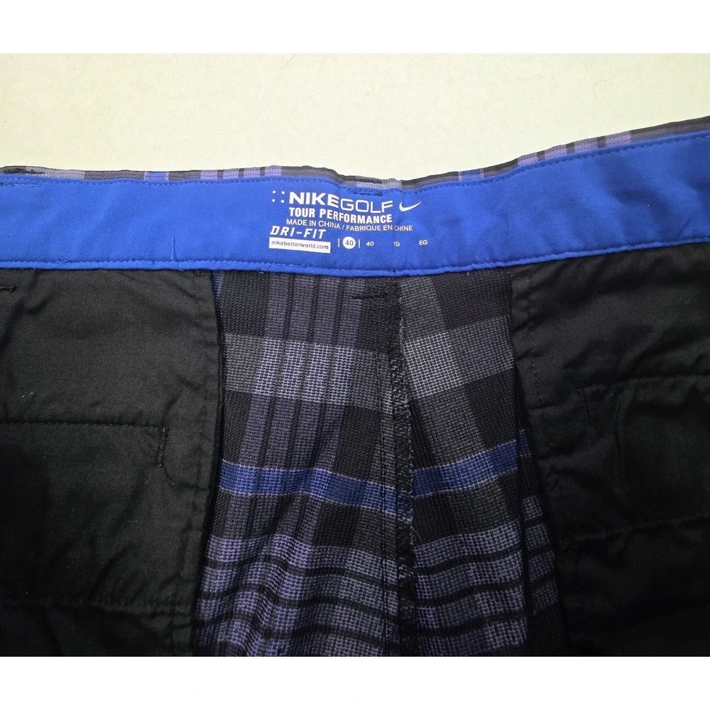 Nike Golf Shorts Mens 40 LIMITED USE‎ Plaid Flat Front Dri Fit Tour Performance